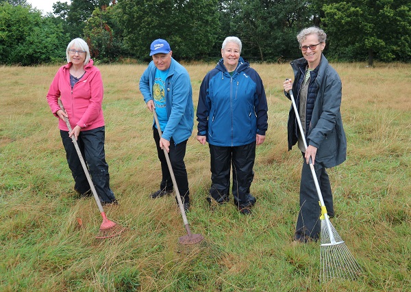 Friends of the Park volunteers Kate Spreadbury, Mike Gleed, Lori Streich and Clare Maybury at the site with rakes at the ready