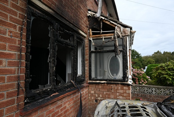 Damage caused to a house in Oldbury Court Road, Fishponds, by an arson attack