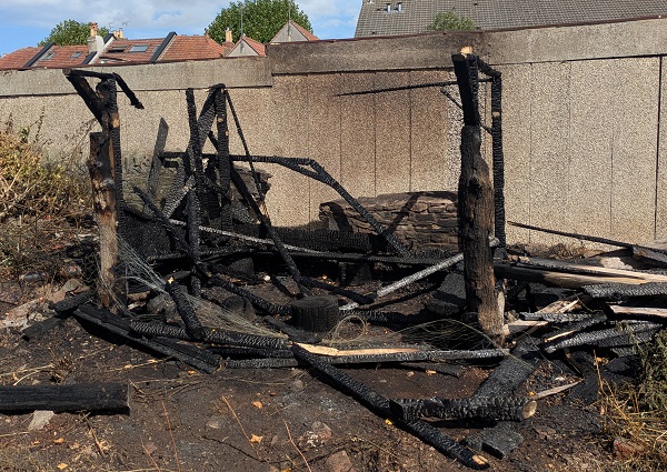 The shelter aftert the arson attack