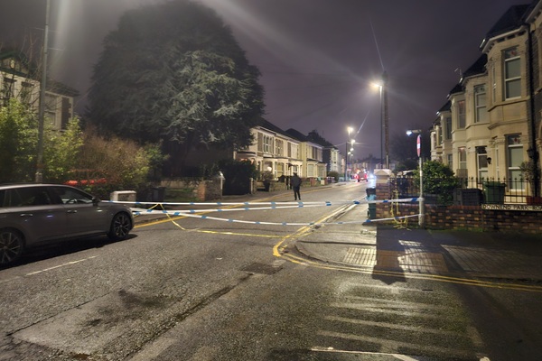 A police cordon in place on North Street, Downend